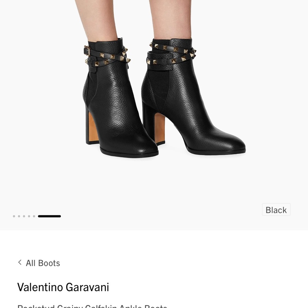 Authentic Valentino Garavani Black Studded Leather Ankle Boots